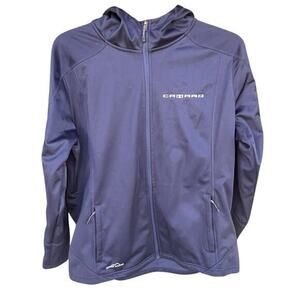 EDDIE BAUER CAMERO logo EB543 navy blue hood full zip weatherproof jacket sz 2XL
